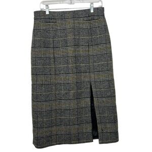 AlexaChung Gray Checked Felted Tweed Pencil Skirt Size US 10